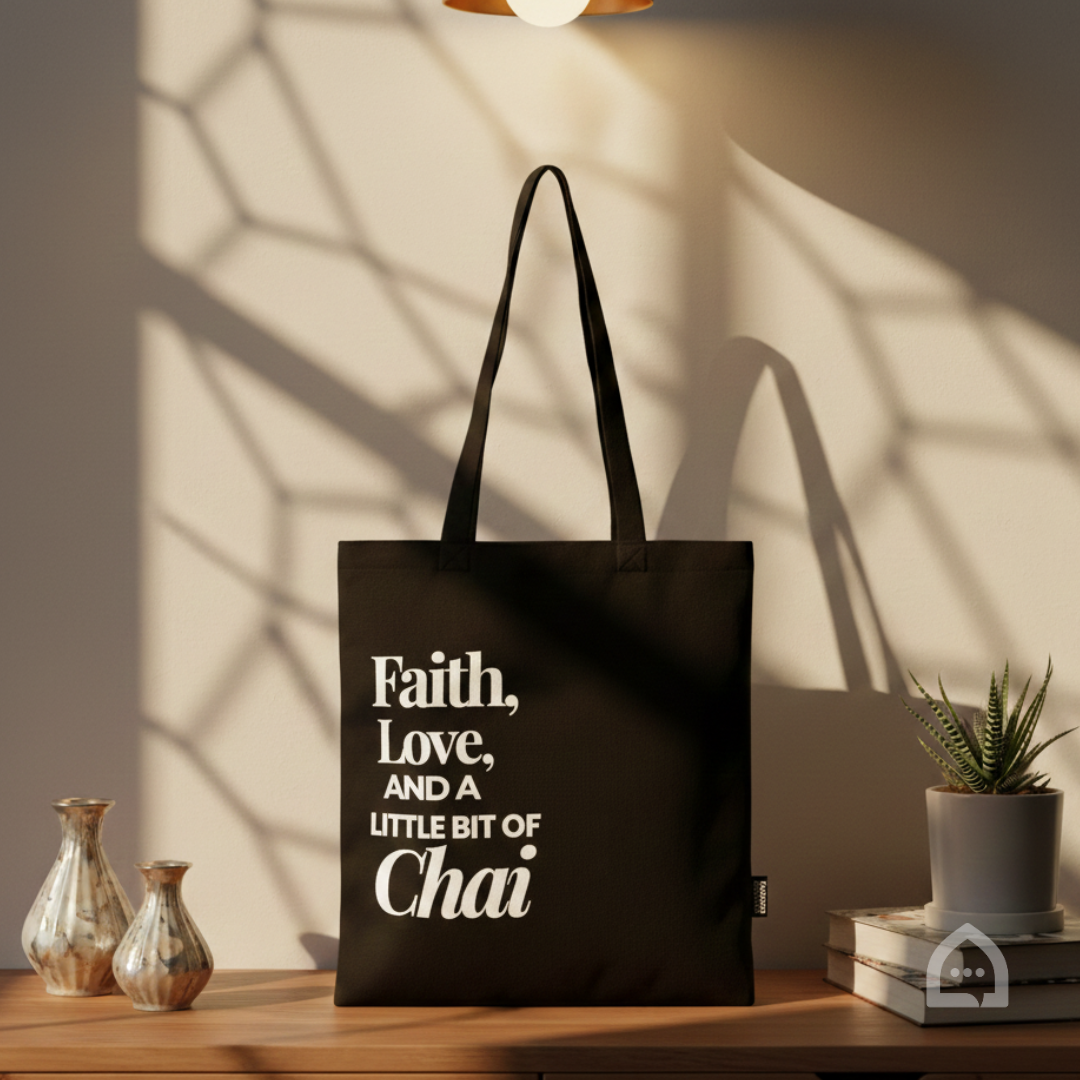 Premium Tote Bag - Faith, Love and a Litte Bit of Chai