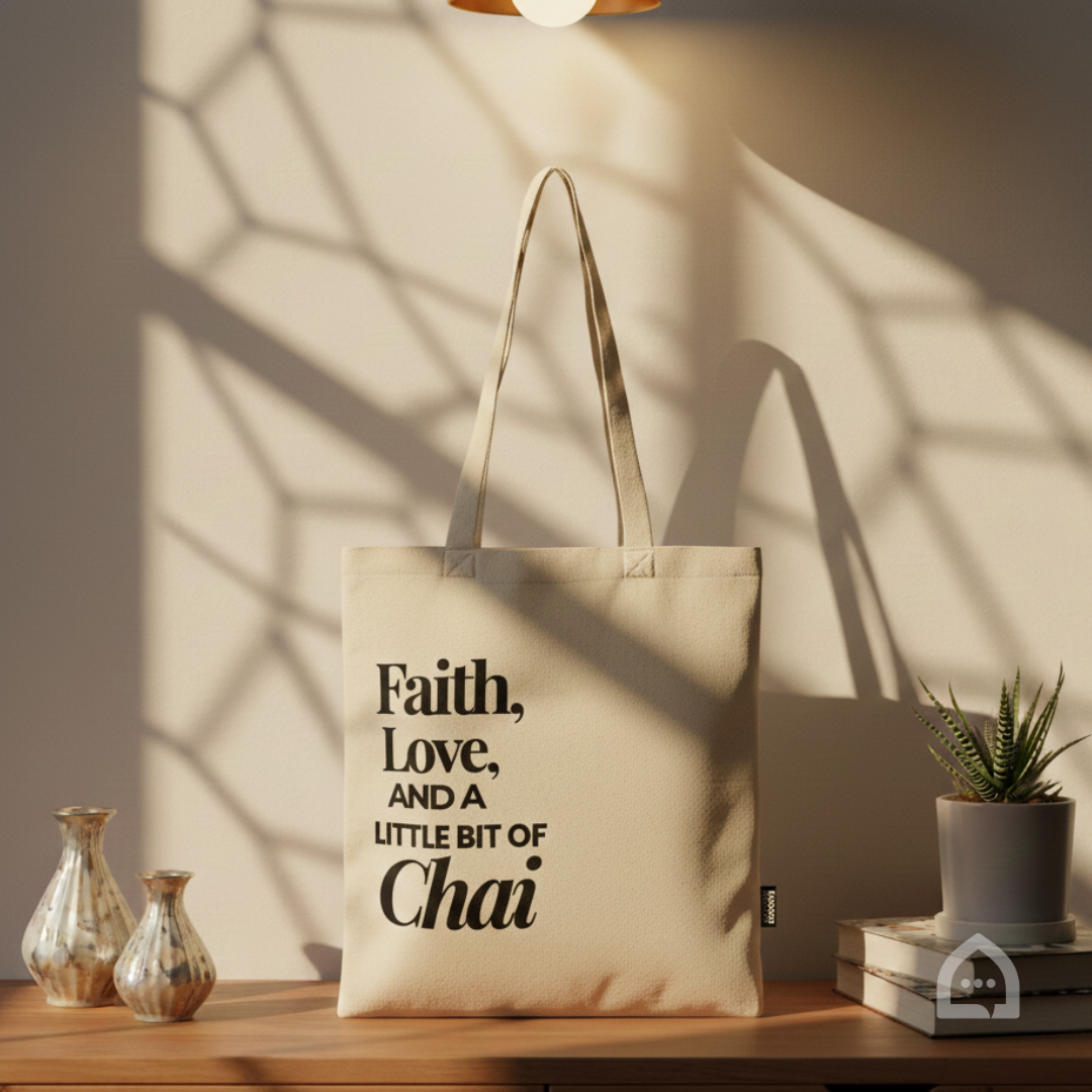 Premium Tote Bag - Faith, Love and a Litte Bit of Chai