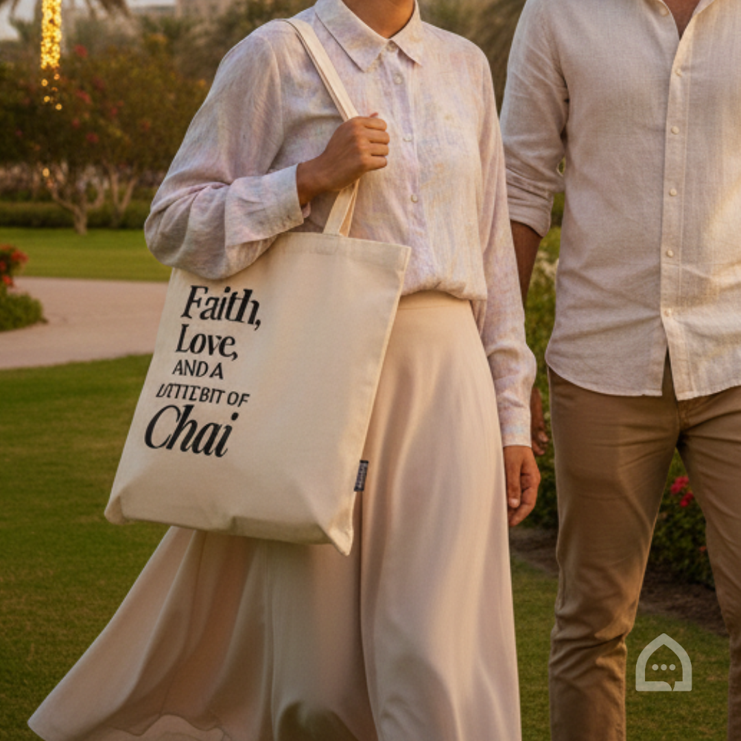 Premium Tote Bag - Faith, Love and a Litte Bit of Chai